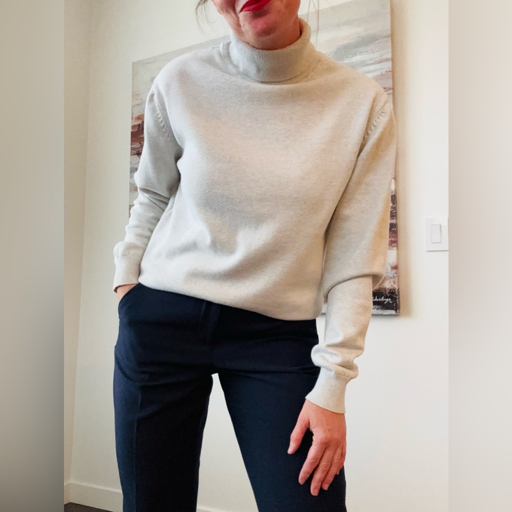 ZARA Essentials Light Grey Relaxed Fit Turtleneck Sweater XL - Picture 13 of 14
